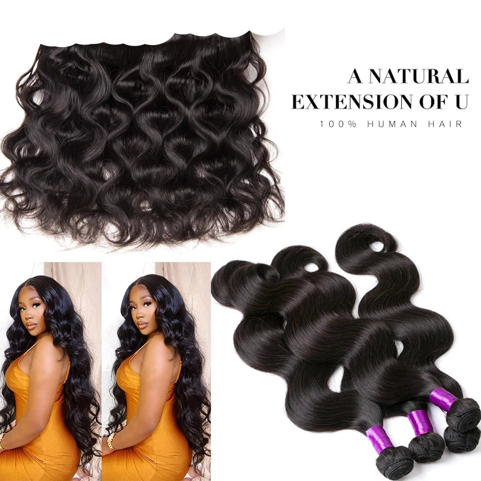 "Stacii Summer" Body Wave Bundles With Closure Brazilian Hair Natural Human Hair Bundles With Closure