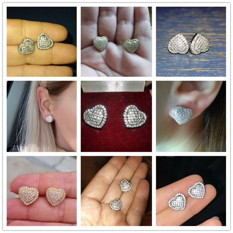 "LoveLee Heart Earrings" Dazzling Heart Stud Timeless Earrings