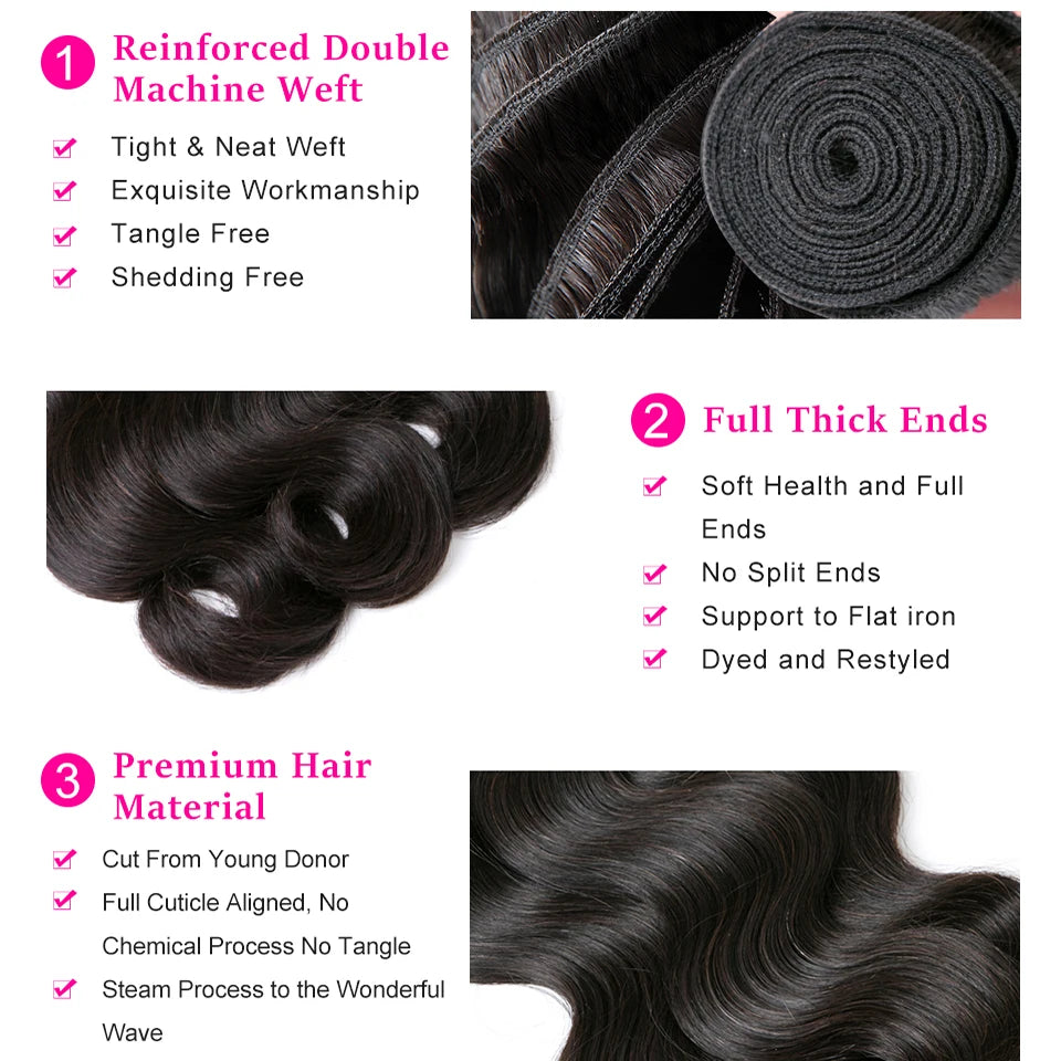 "Stacii Summer" Body Wave Bundles With Closure Brazilian Hair Natural Human Hair Bundles With Closure