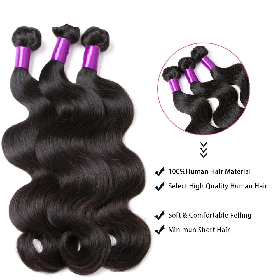 "Stacii Summer" Body Wave Bundles With Closure Brazilian Hair Natural Human Hair Bundles With Closure