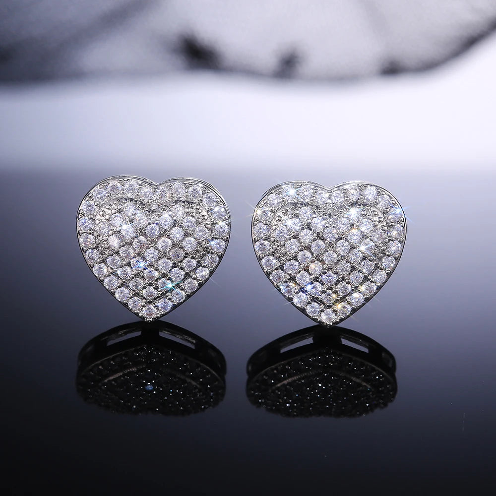"LoveLee Heart Earrings" Dazzling Heart Stud Timeless Earrings