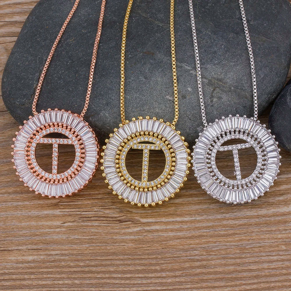 "LoveLee Big Letter Gold Necklace" Initial Letters Pendant Chain