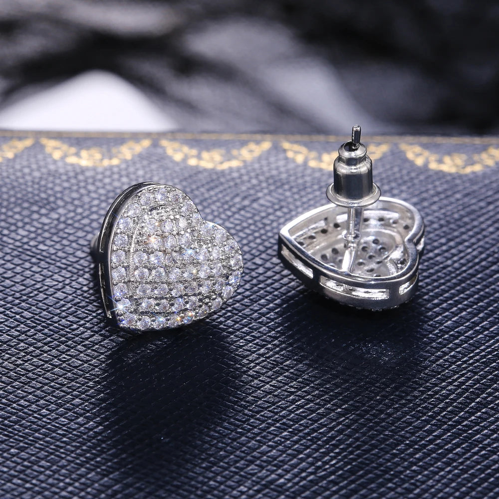"LoveLee Heart Earrings" Dazzling Heart Stud Timeless Earrings