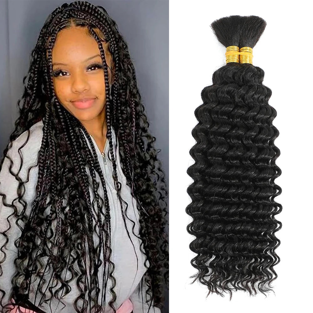 Human Braiding Hair 100g Deep Wave for Braiding No Weft Human Hair Extensions for Boho Braids