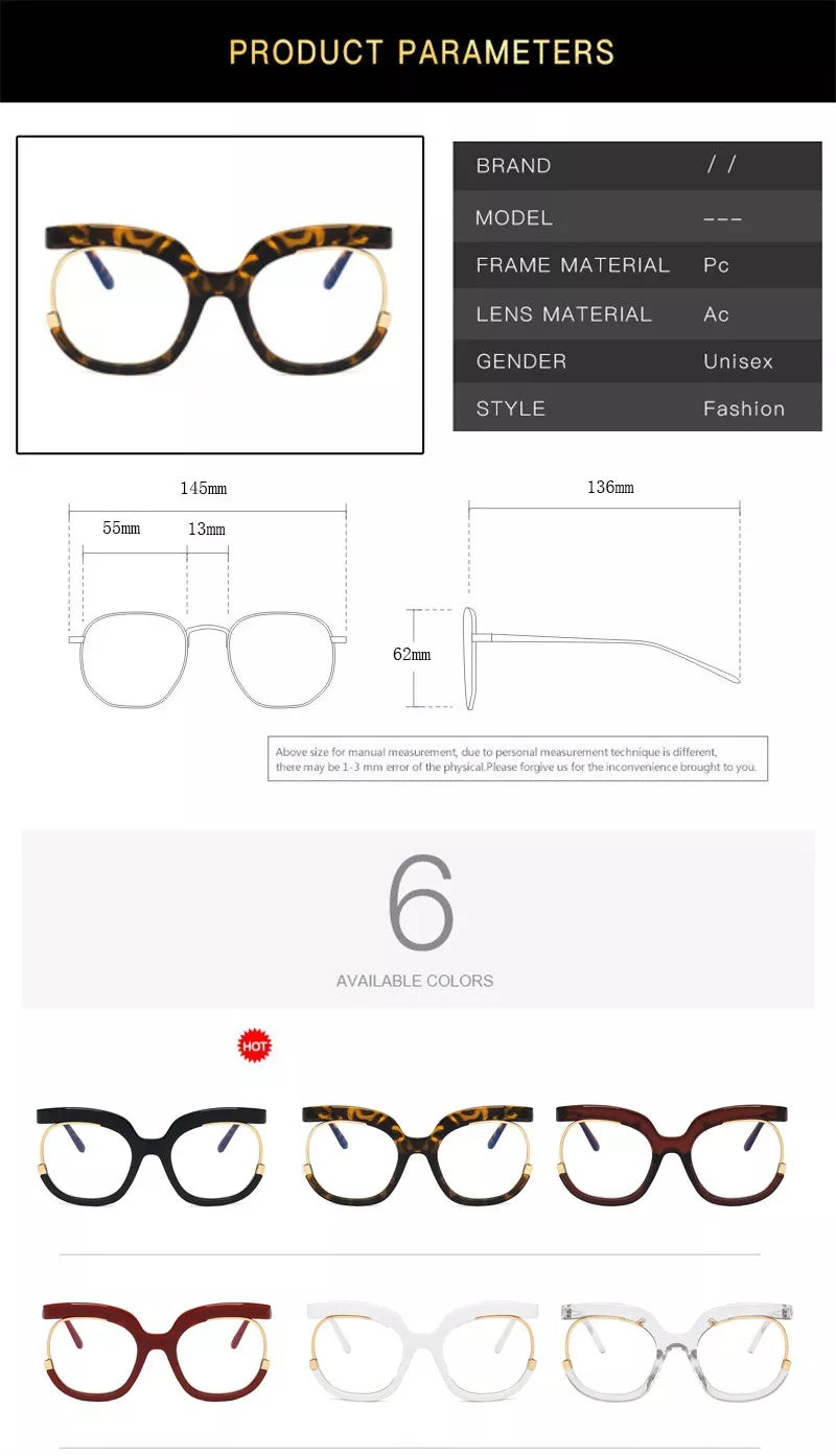 "I'm Brand New Today" Clear Large Frame Spectacle Frame Anti-Blue Light Trend Round Eyeglasses