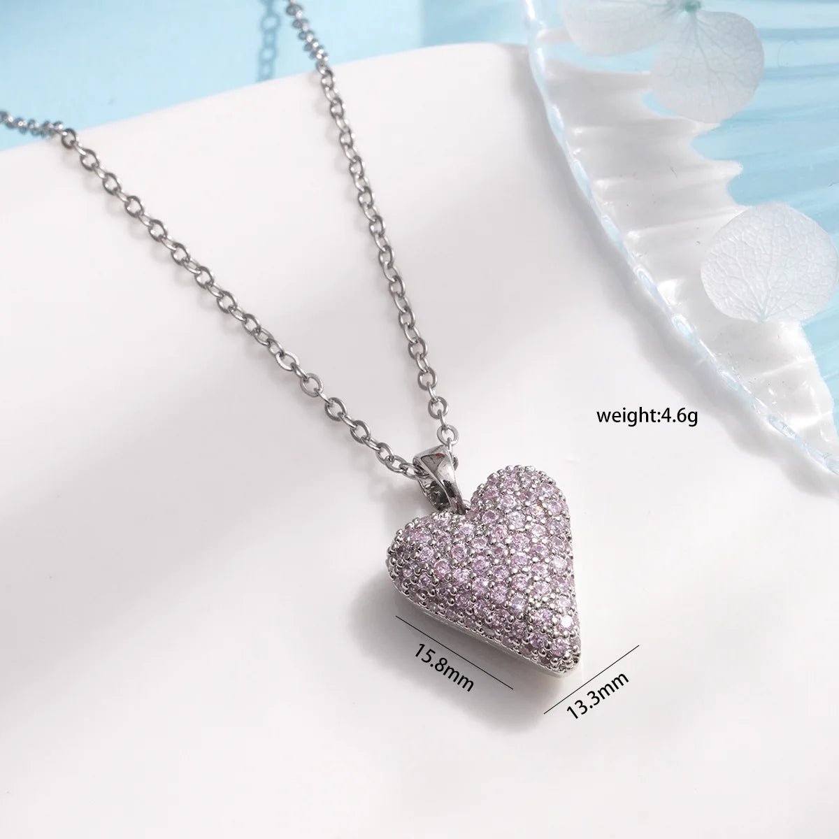 "Love Royalty" Stainless Steel Classic Shiny Zircon Crown Love Pendant Necklace Jewelry