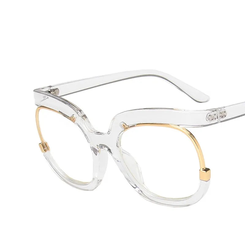 "I'm Brand New Today" Clear Large Frame Spectacle Frame Anti-Blue Light Trend Round Eyeglasses
