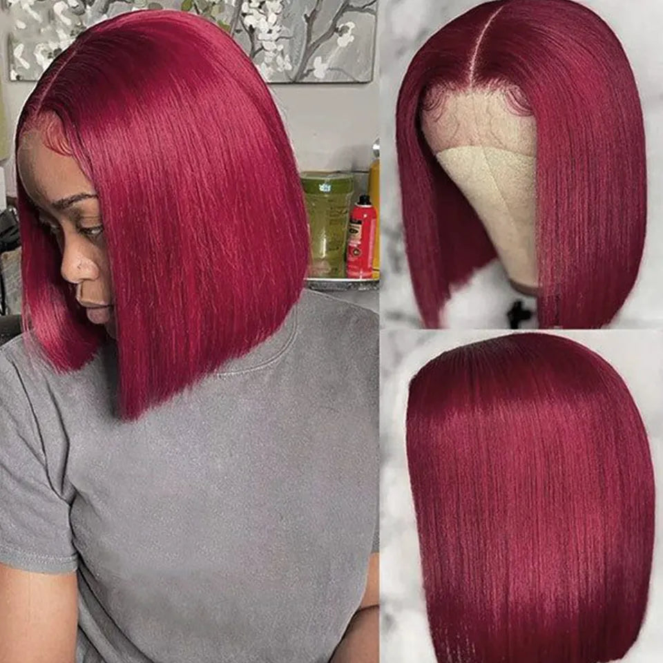"Brittany Renae" HD Transparent Short Bob Preplucked Human Hair Lace Front Wig