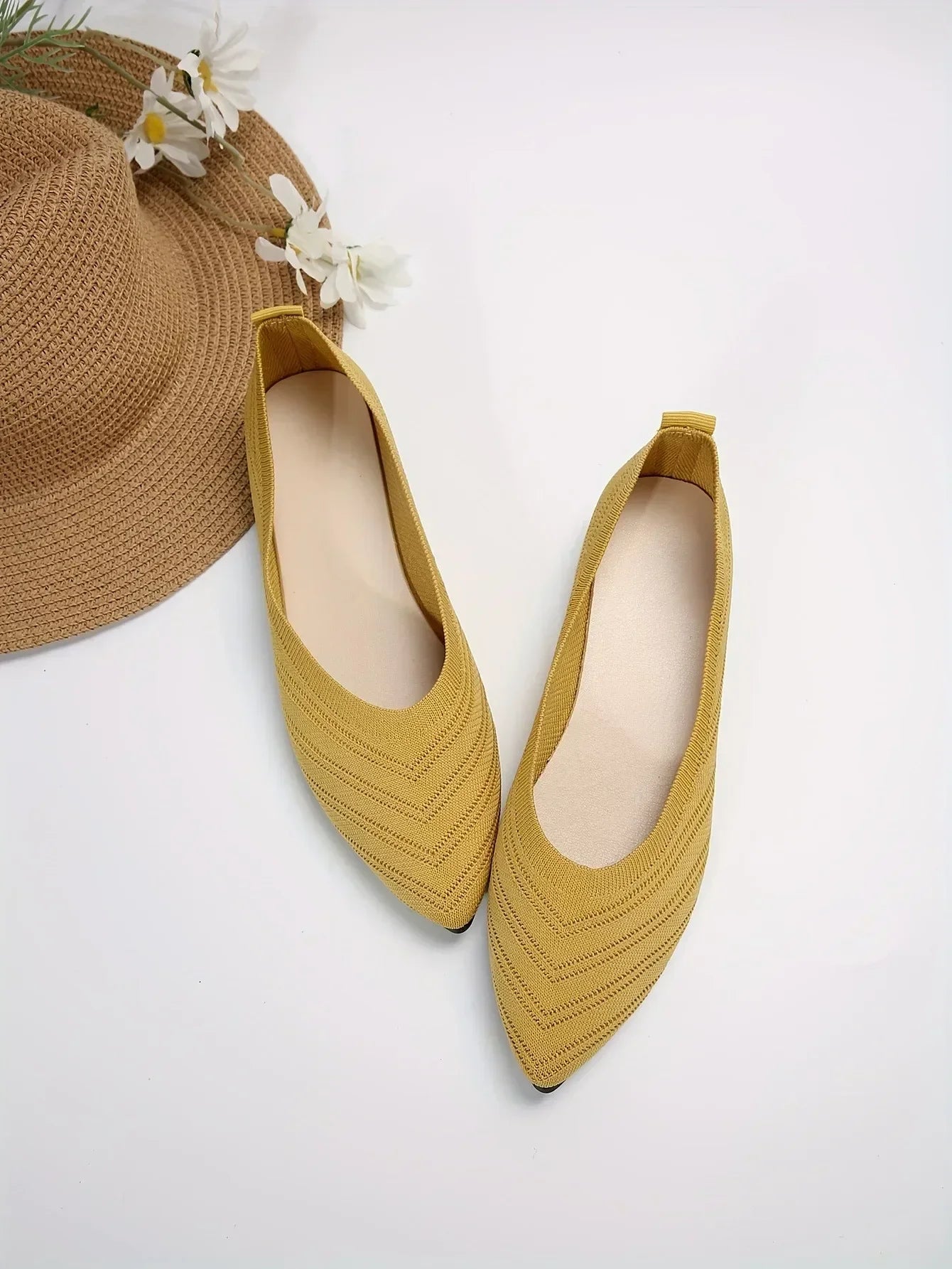 "Neicyy Flats" Solid Color Knitted Slip on Casual Ballet Flats
