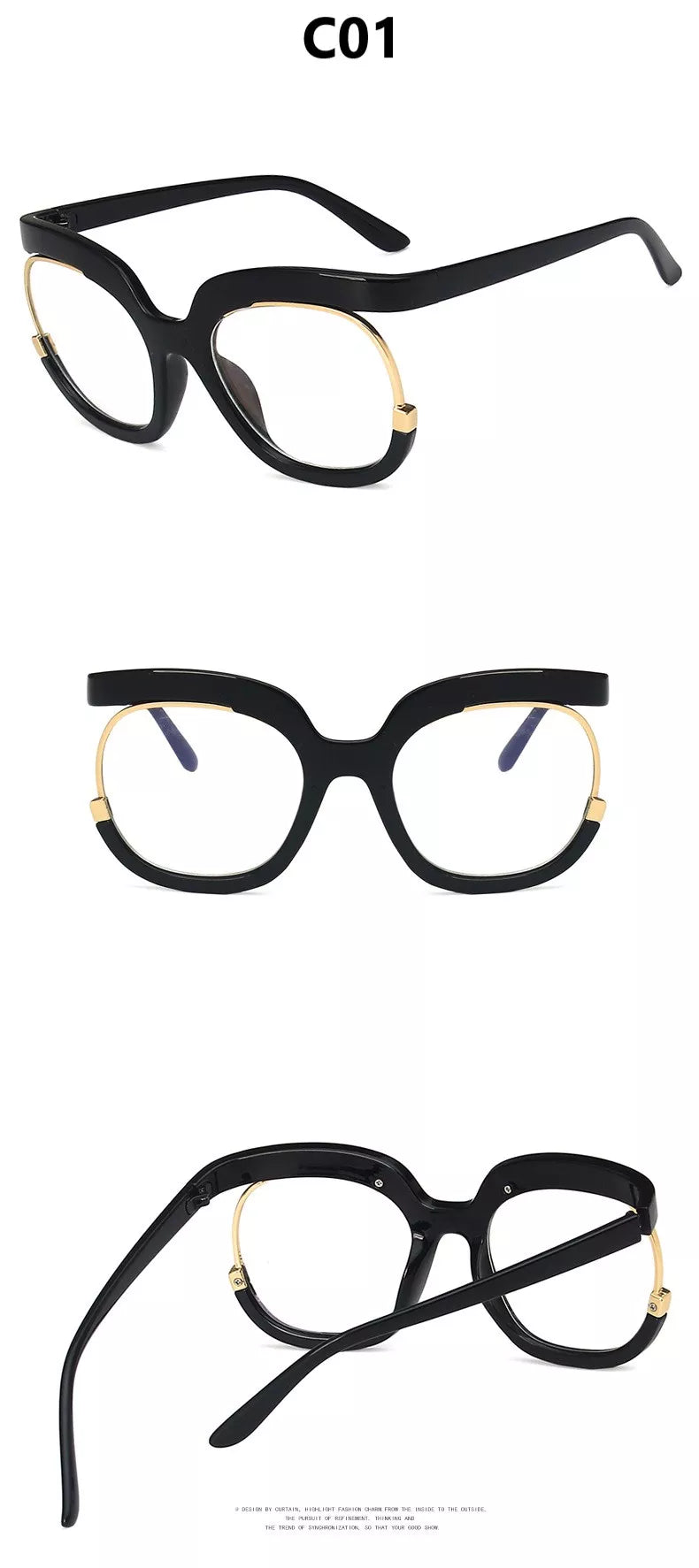 "I'm Brand New Today" Clear Large Frame Spectacle Frame Anti-Blue Light Trend Round Eyeglasses