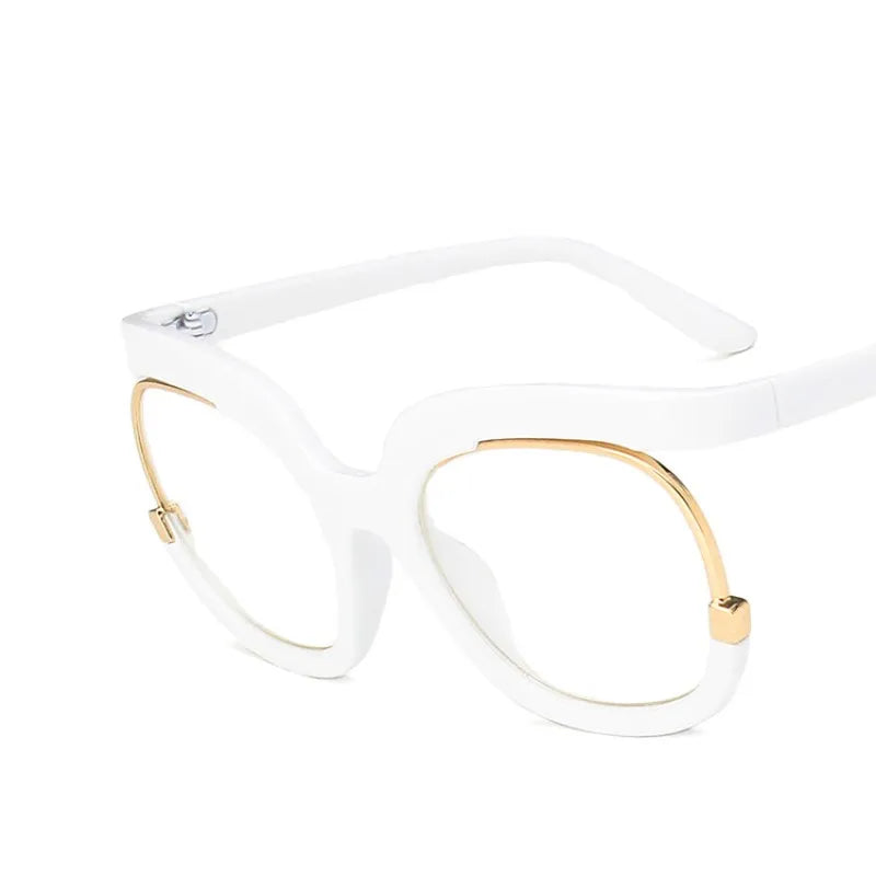 "I'm Brand New Today" Clear Large Frame Spectacle Frame Anti-Blue Light Trend Round Eyeglasses