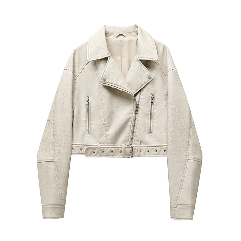 "Diana Vintage" Leather Jacket with Belt