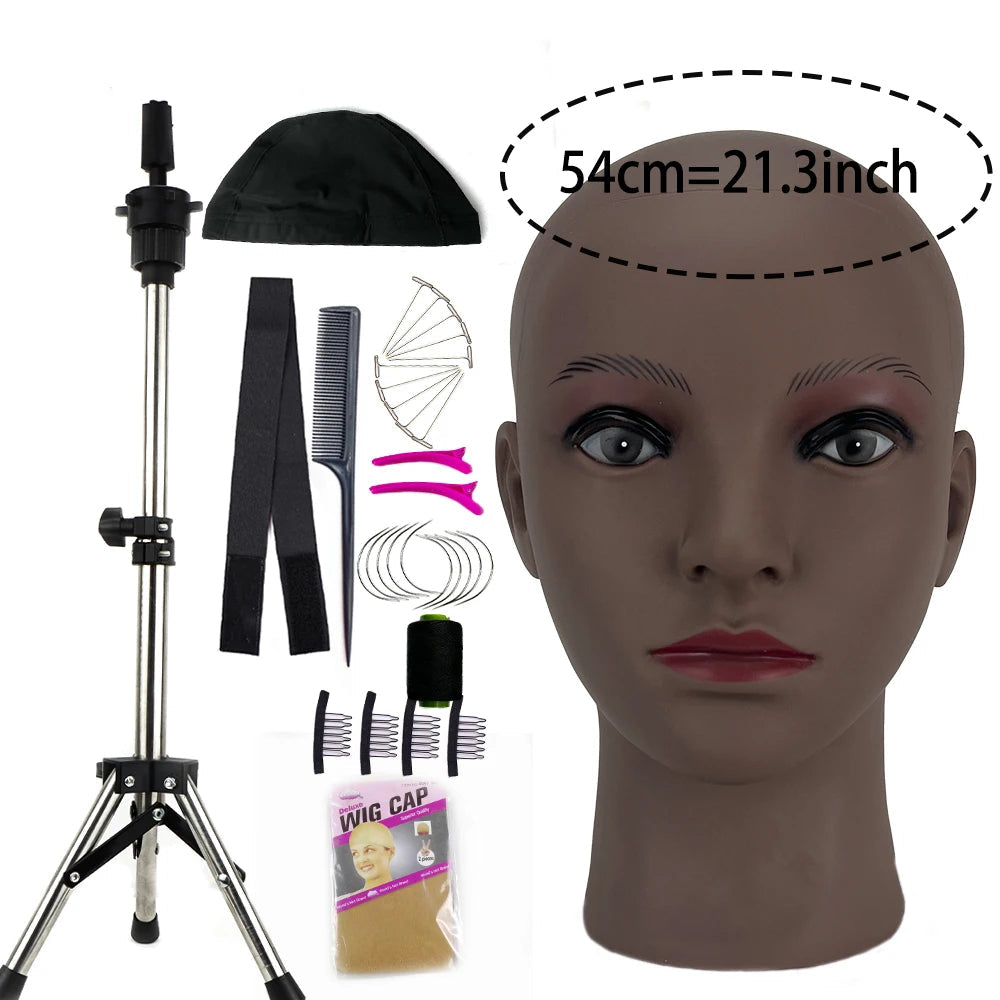 Mannequin Head With Tripod + Wig Install Kit