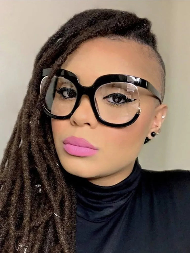"I'm Brand New Today" Clear Large Frame Spectacle Frame Anti-Blue Light Trend Round Eyeglasses