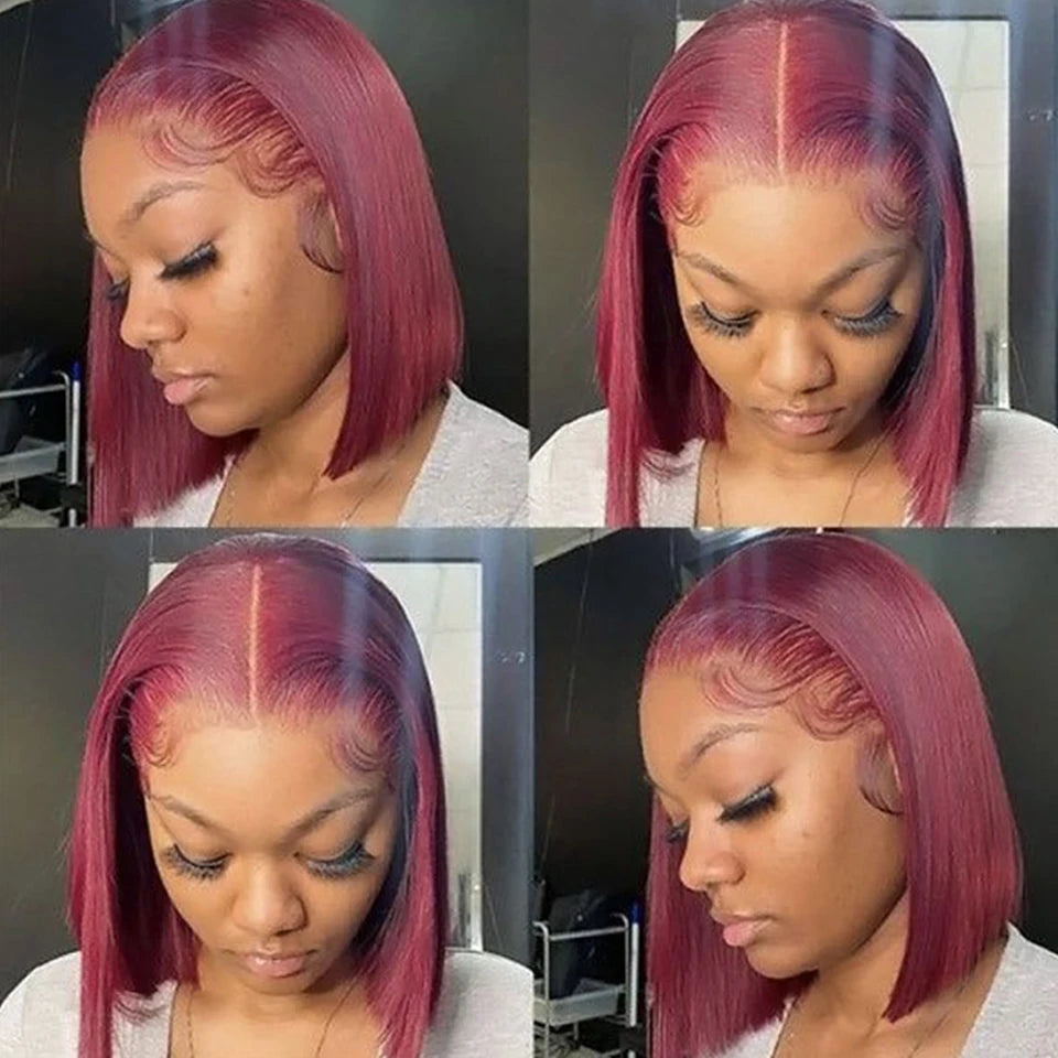 "Brittany Renae" HD Transparent Short Bob Preplucked Human Hair Lace Front Wig