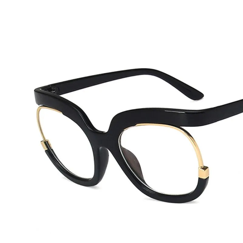 "I'm Brand New Today" Clear Large Frame Spectacle Frame Anti-Blue Light Trend Round Eyeglasses