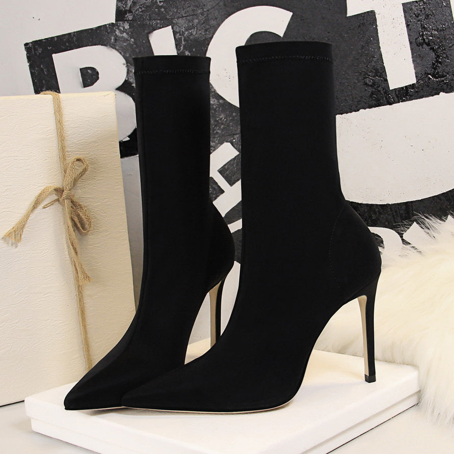 "Staci Love" Pointed Heel Sock Boots