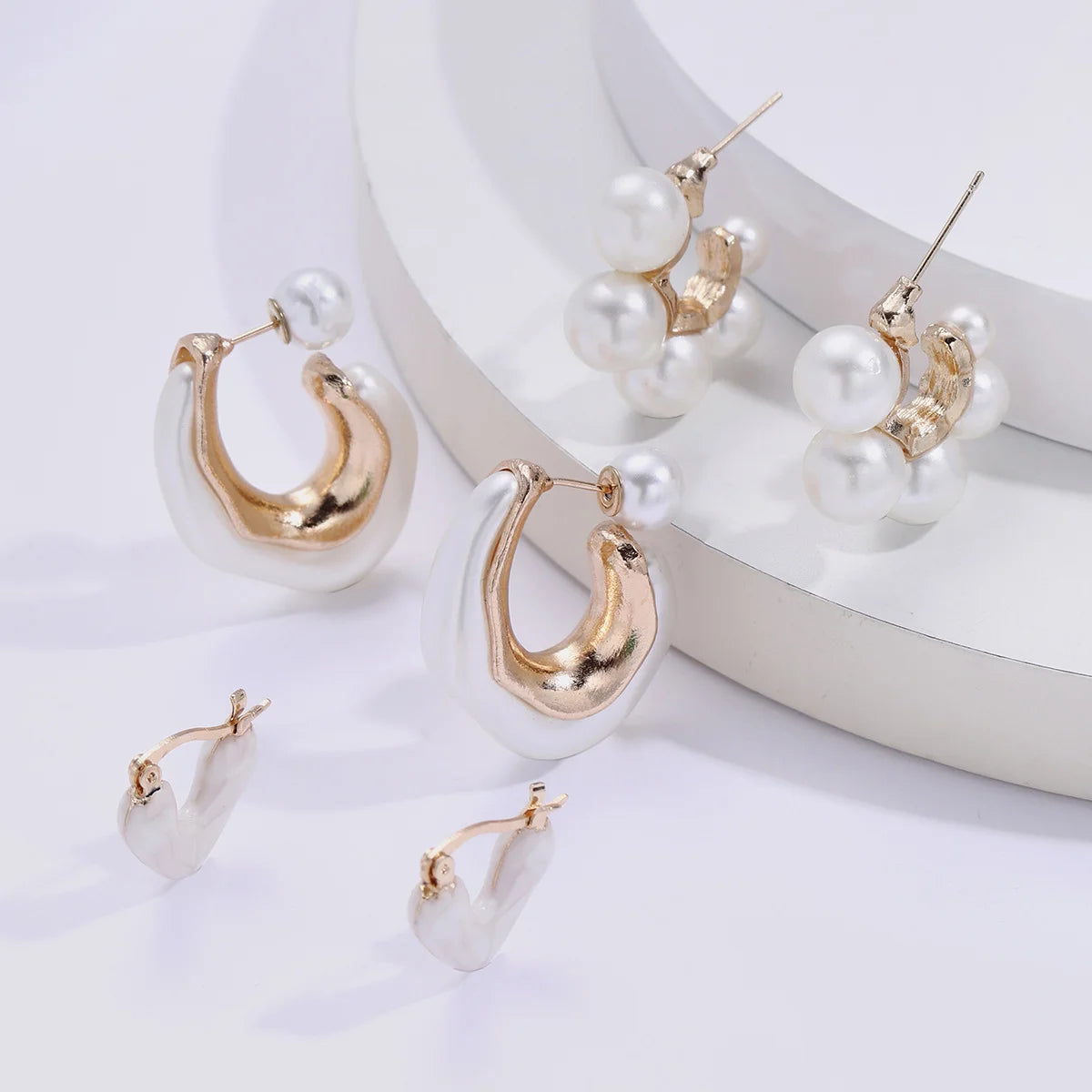 "Pearls of Love" 3 Pcs Delicate Pearl Design Elegant Earrings Set