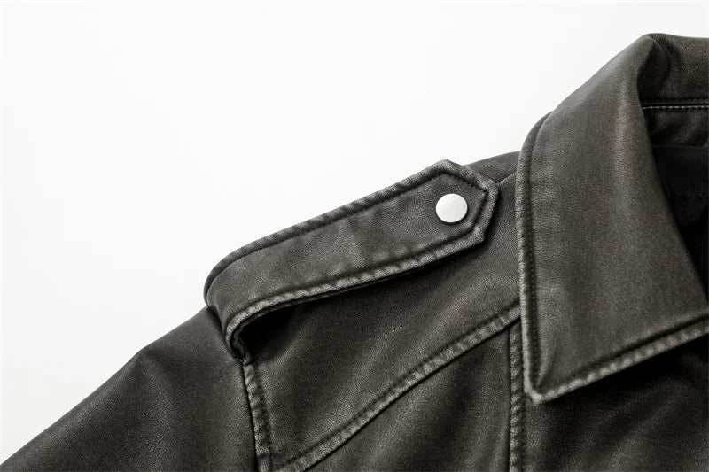 "Diana Vintage" Leather Jacket with Belt
