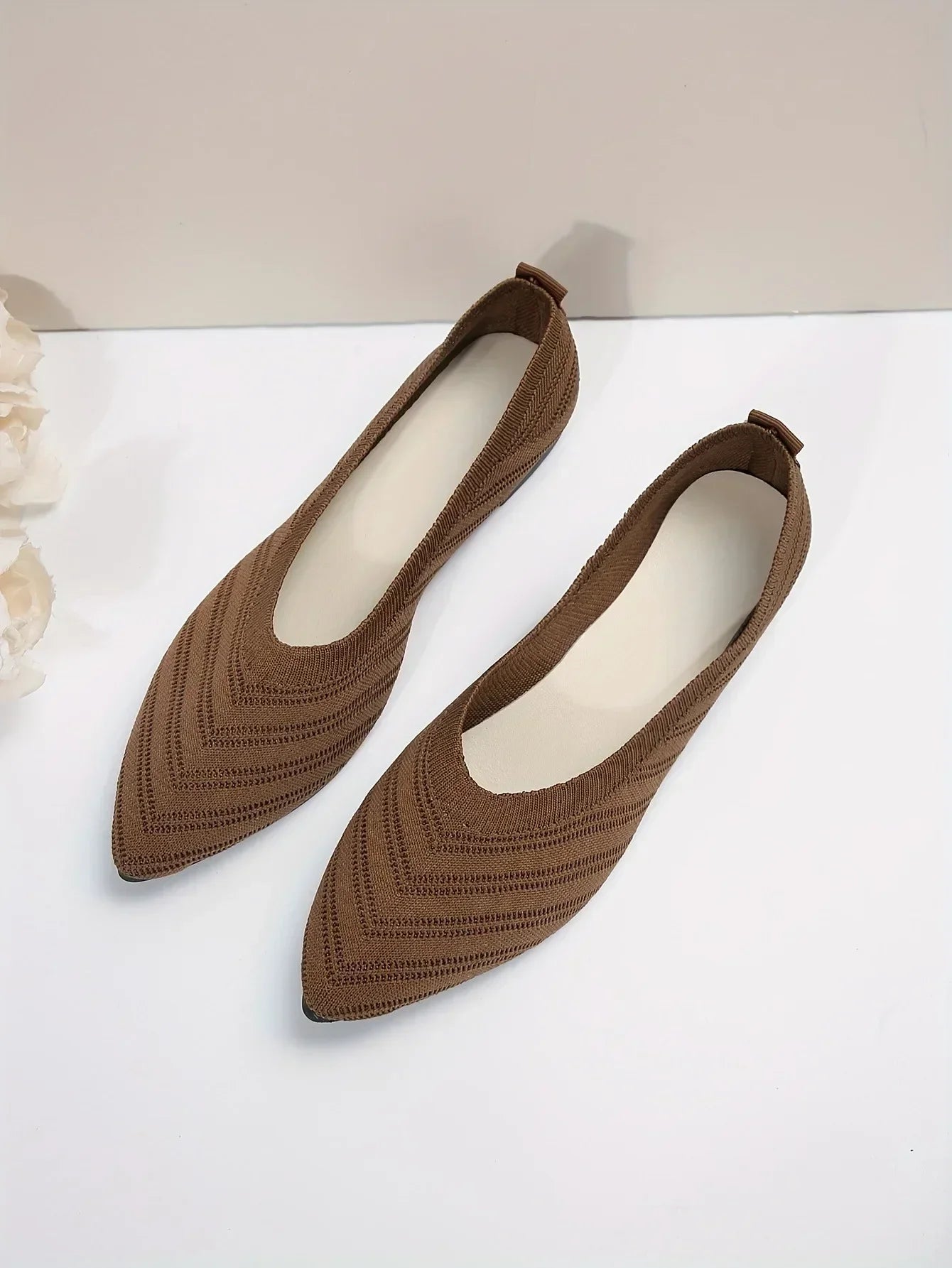 "Neicyy Flats" Solid Color Knitted Slip on Casual Ballet Flats