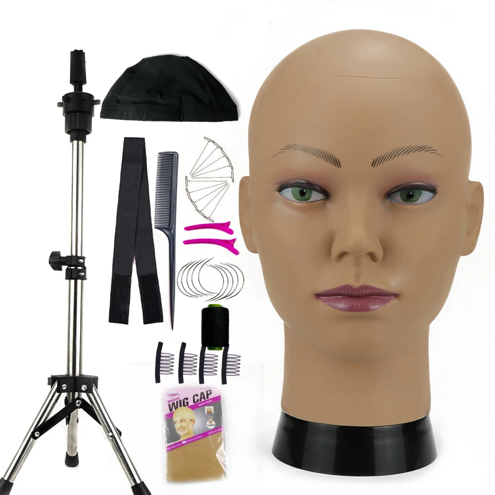 Mannequin Head With Tripod + Wig Install Kit