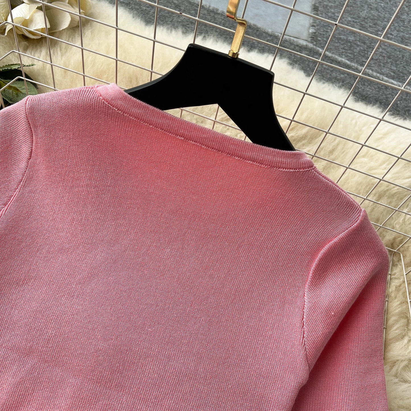 "Lisa Sweater Two-Piece Outfit" Two Piece O Neck Top Long Skirt Knit Suit