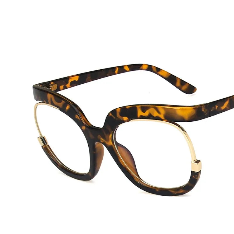 "I'm Brand New Today" Clear Large Frame Spectacle Frame Anti-Blue Light Trend Round Eyeglasses