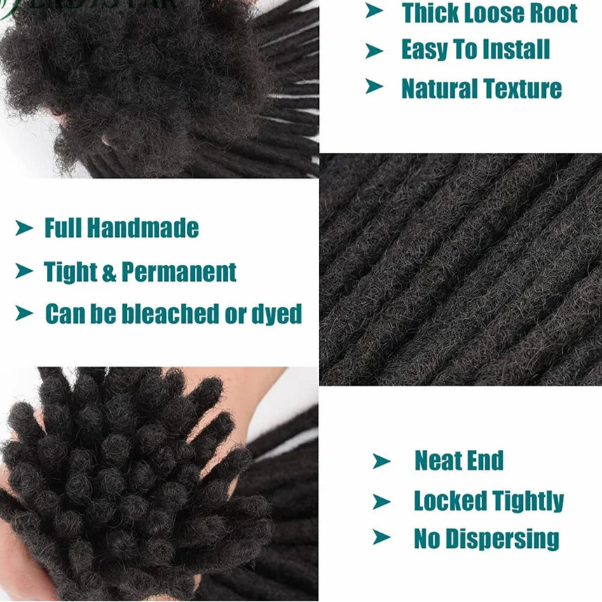 Full Handmade 100% Human Hair Dreadlock Extensions for Men & Women
