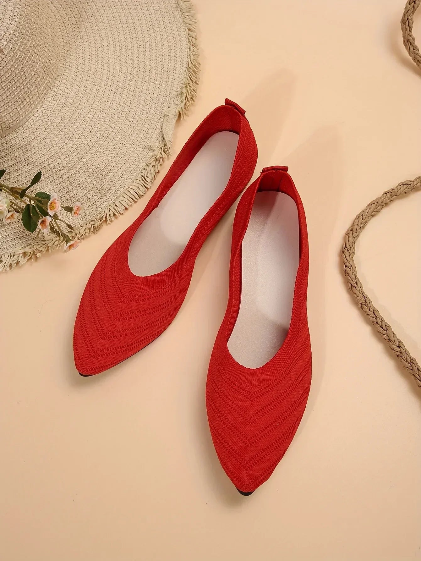 "Neicyy Flats" Solid Color Knitted Slip on Casual Ballet Flats