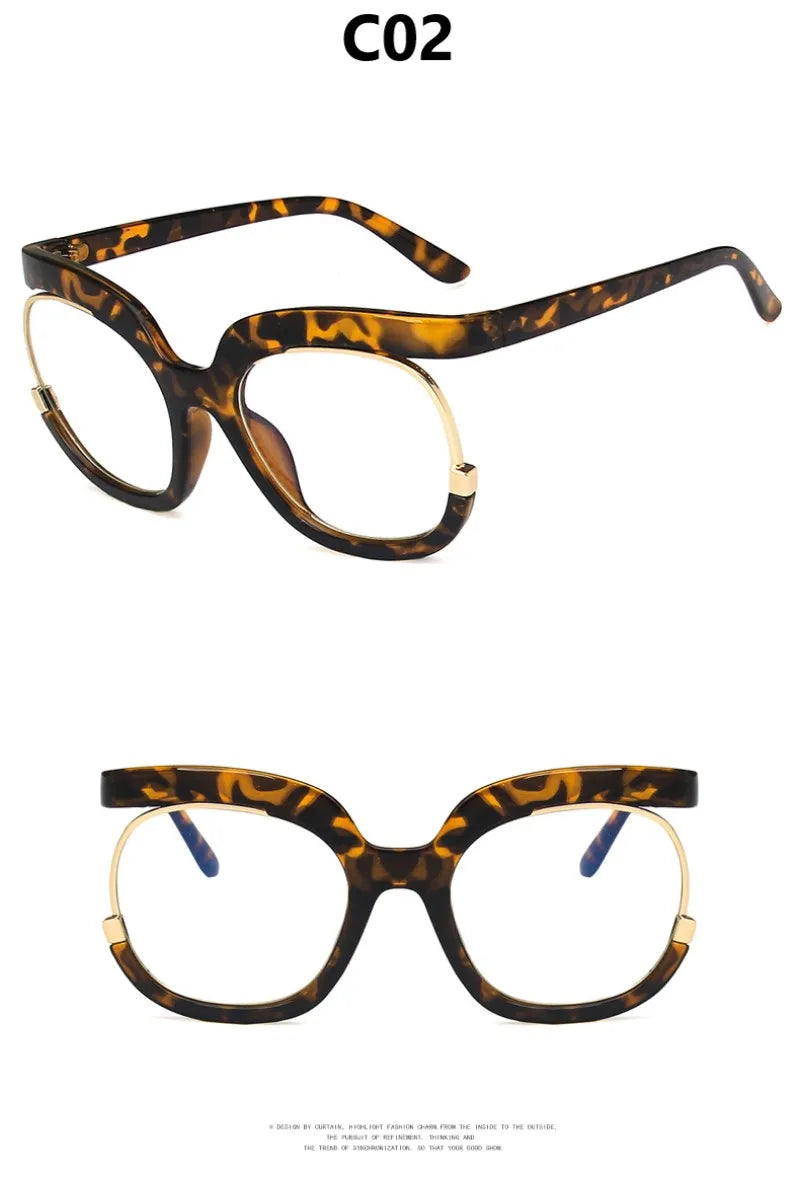 "I'm Brand New Today" Clear Large Frame Spectacle Frame Anti-Blue Light Trend Round Eyeglasses