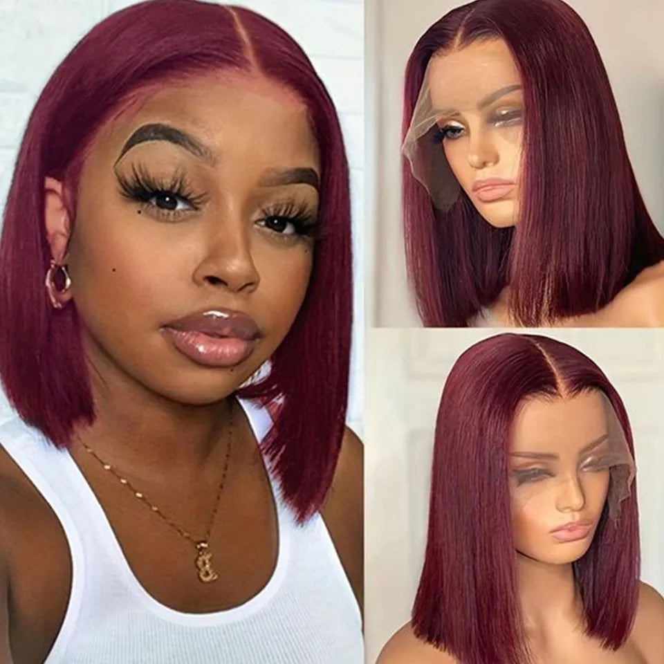 "Brittany Renae" HD Transparent Short Bob Preplucked Human Hair Lace Front Wig