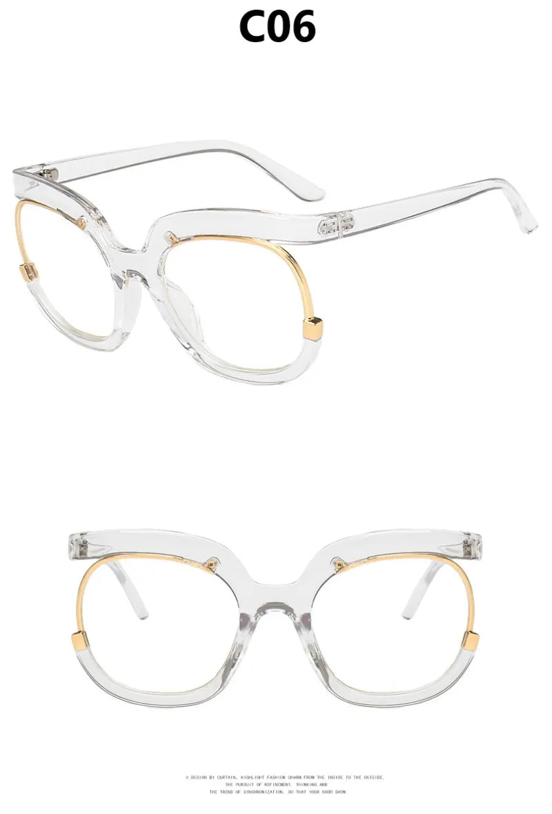 "I'm Brand New Today" Clear Large Frame Spectacle Frame Anti-Blue Light Trend Round Eyeglasses