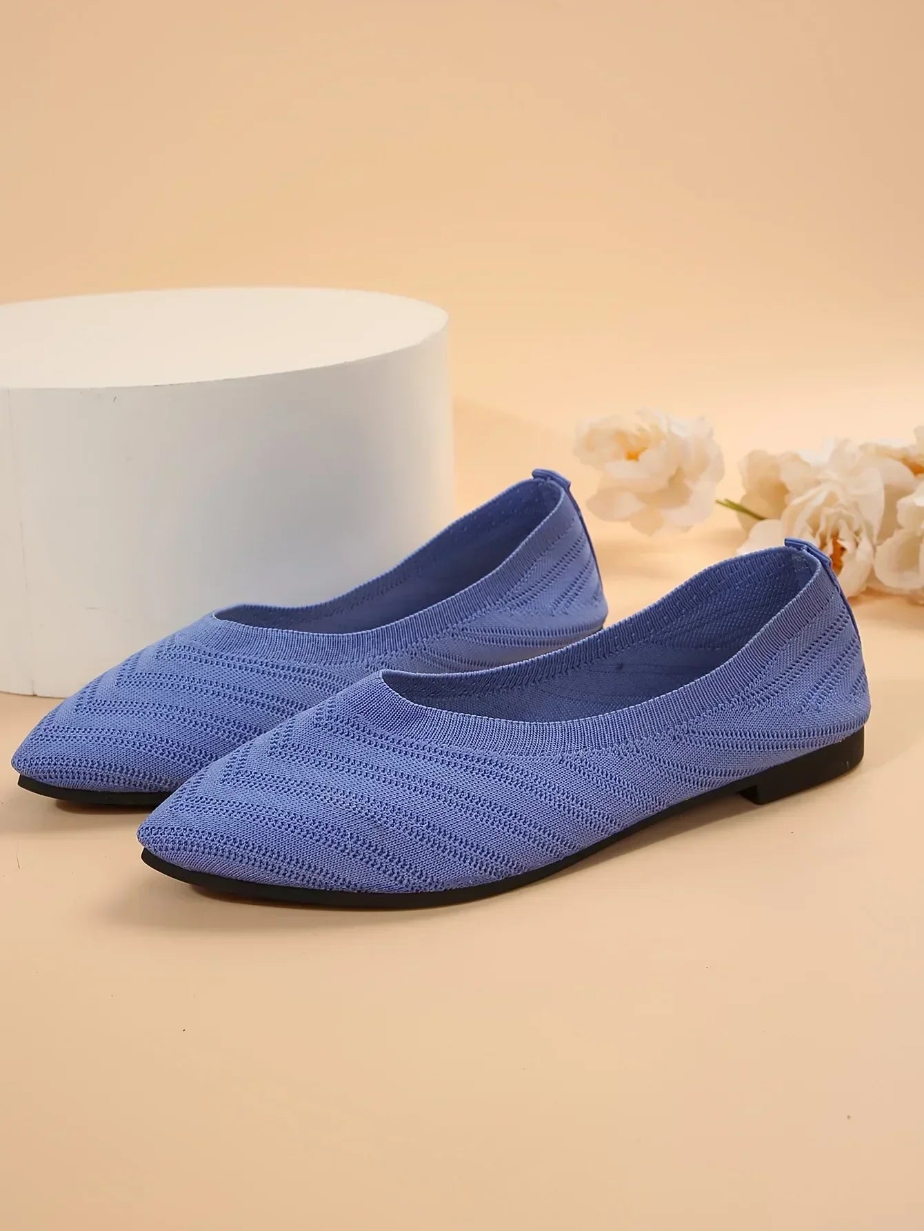"Neicyy Flats" Solid Color Knitted Slip on Casual Ballet Flats
