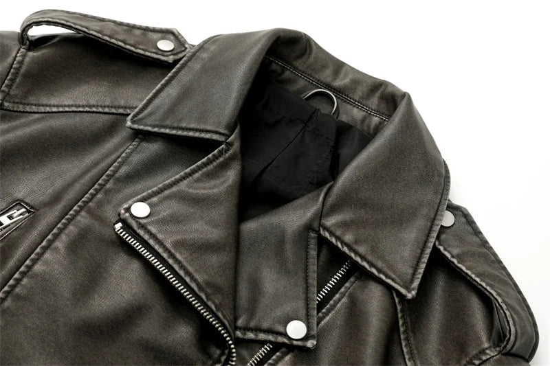 "Diana Vintage" Leather Jacket with Belt