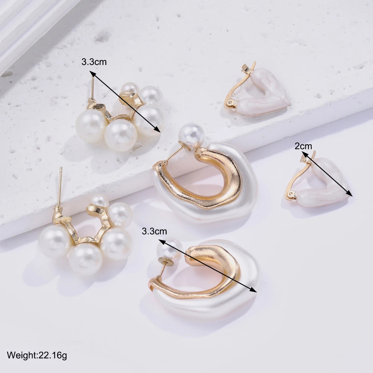 "Pearls of Love" 3 Pcs Delicate Pearl Design Elegant Earrings Set