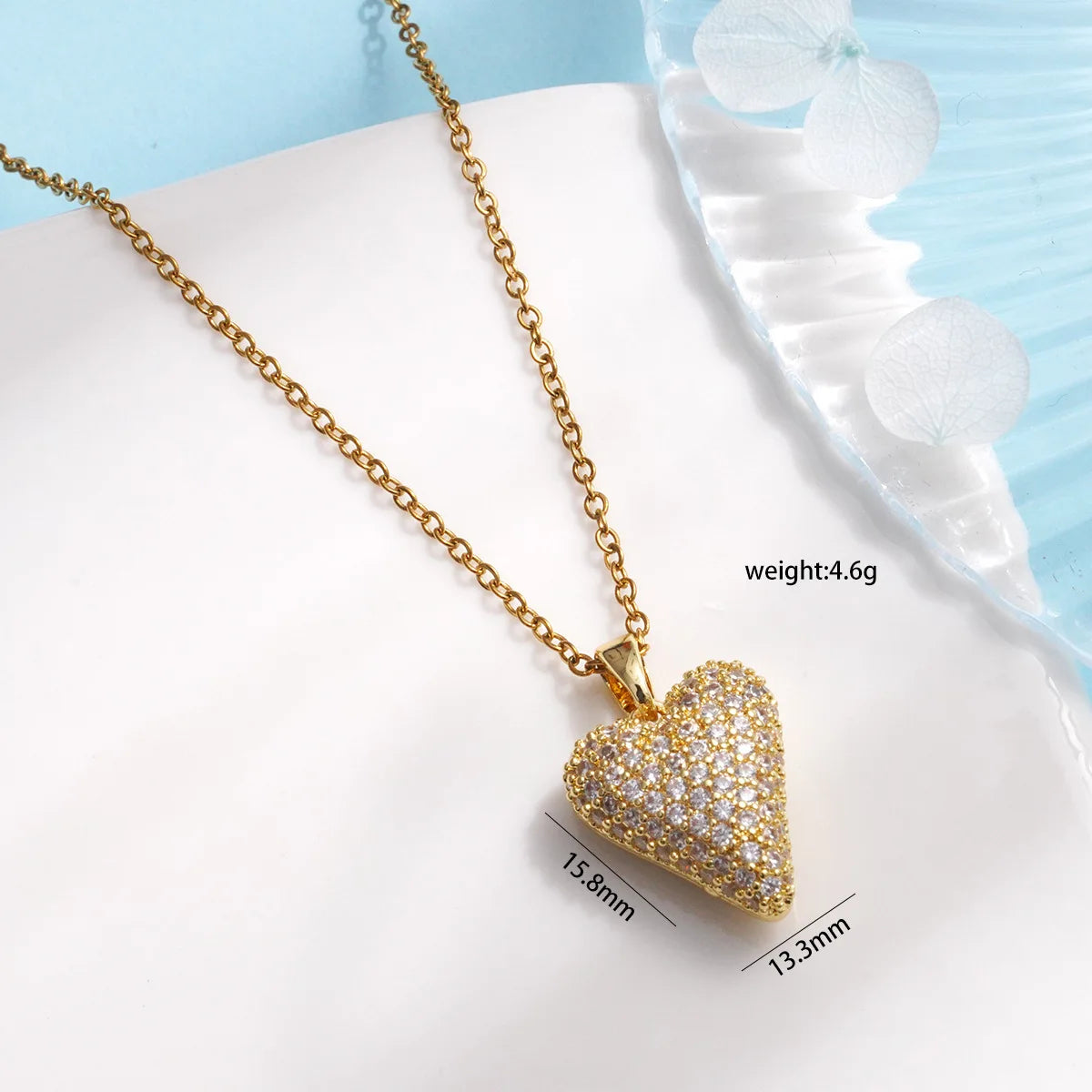 "Love Royalty" Stainless Steel Classic Shiny Zircon Crown Love Pendant Necklace Jewelry