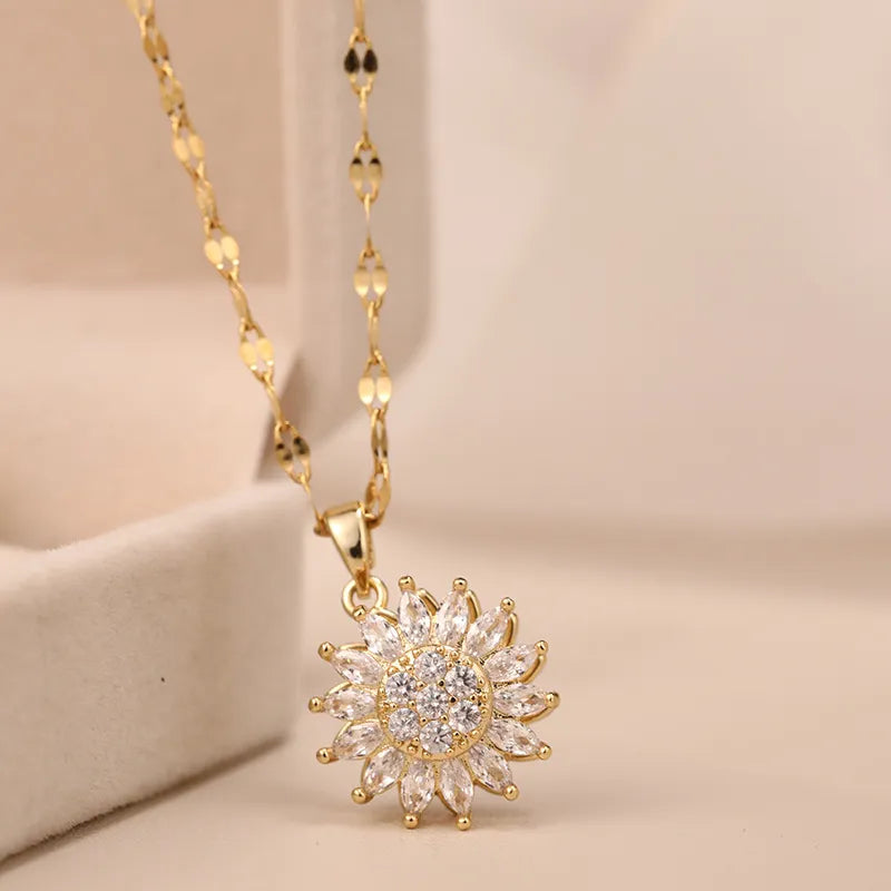 "Flower Beauty" Double-layer Rotatable Sunflower Necklace
