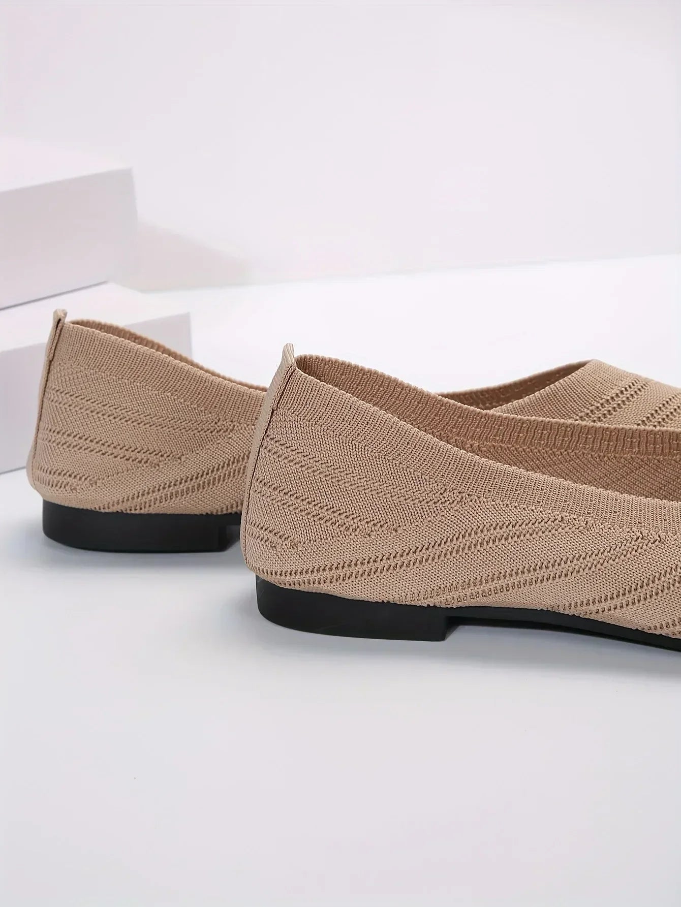 "Neicyy Flats" Solid Color Knitted Slip on Casual Ballet Flats