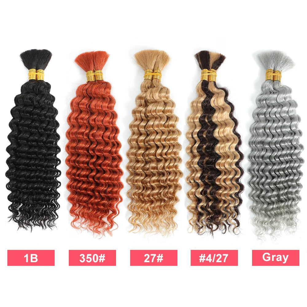 Human Braiding Hair 100g Deep Wave for Braiding No Weft Human Hair Extensions for Boho Braids