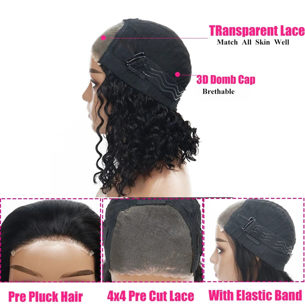 "Katrina Love Unit" Glueless Ready To Wear Water Wave 100% Human Hair Wig