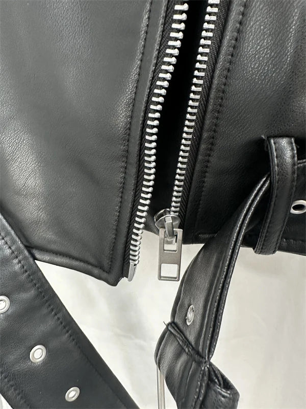"Diana Vintage" Leather Jacket with Belt