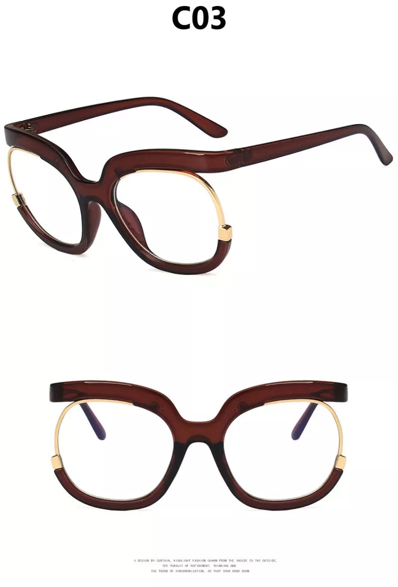 "I'm Brand New Today" Clear Large Frame Spectacle Frame Anti-Blue Light Trend Round Eyeglasses