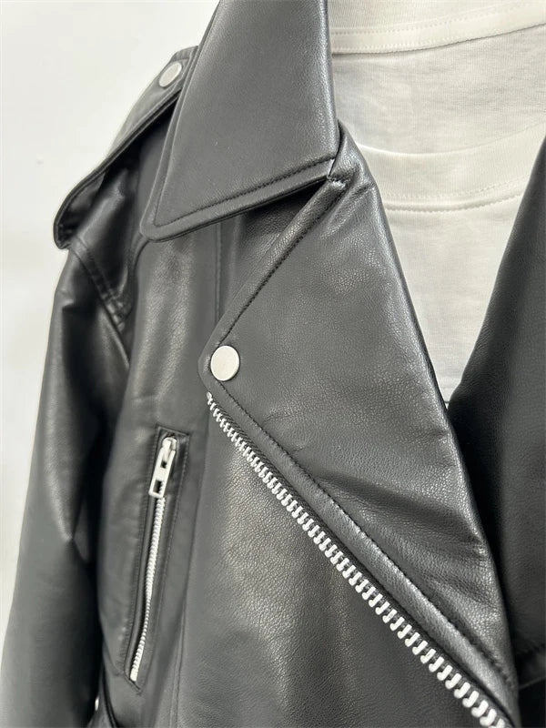 "Diana Vintage" Leather Jacket with Belt