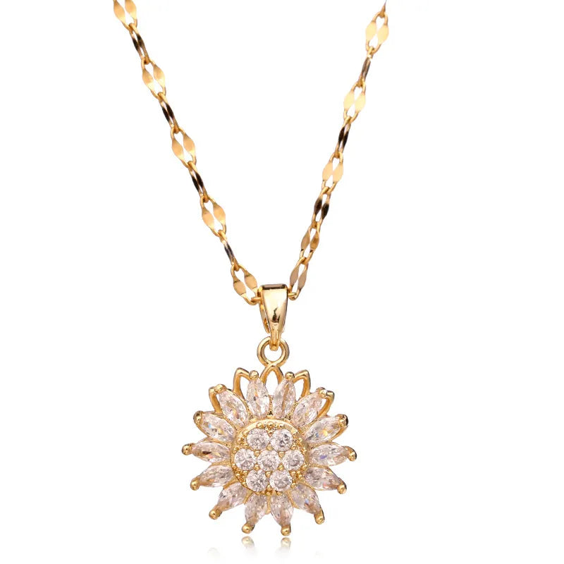 "Flower Beauty" Double-layer Rotatable Sunflower Necklace