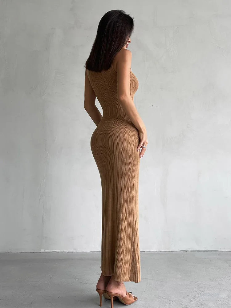"Voss Knit Dress" Sleeveless Knitwear Turtleneck Long Dress