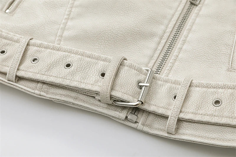 "Diana Vintage" Leather Jacket with Belt