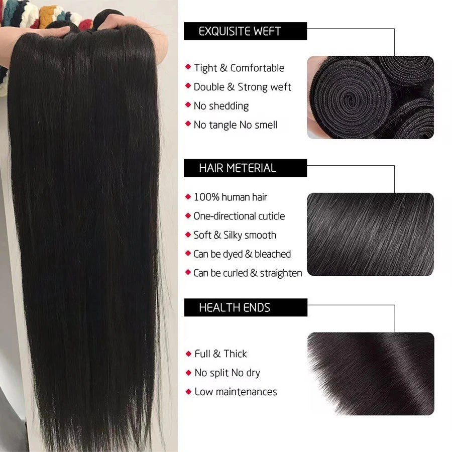 "Aaliyah Star" Straight Raw 100% Human Hair Brazilian Bundles