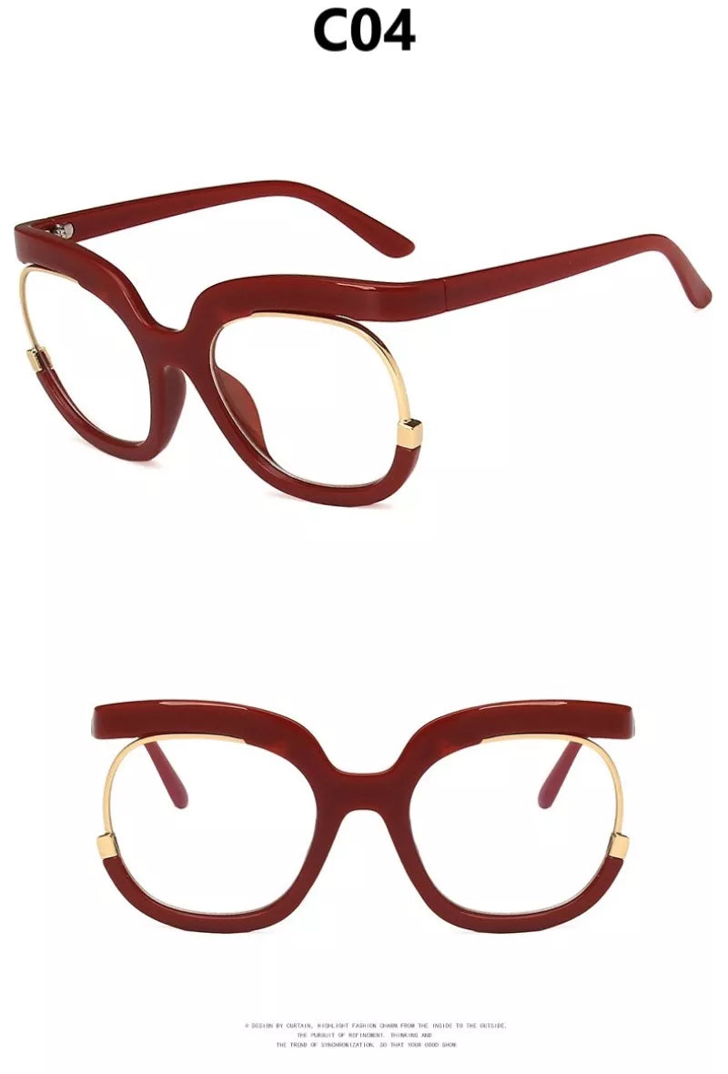 "I'm Brand New Today" Clear Large Frame Spectacle Frame Anti-Blue Light Trend Round Eyeglasses
