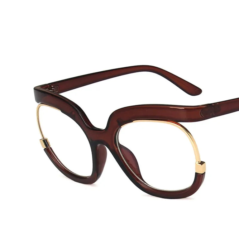 "I'm Brand New Today" Clear Large Frame Spectacle Frame Anti-Blue Light Trend Round Eyeglasses