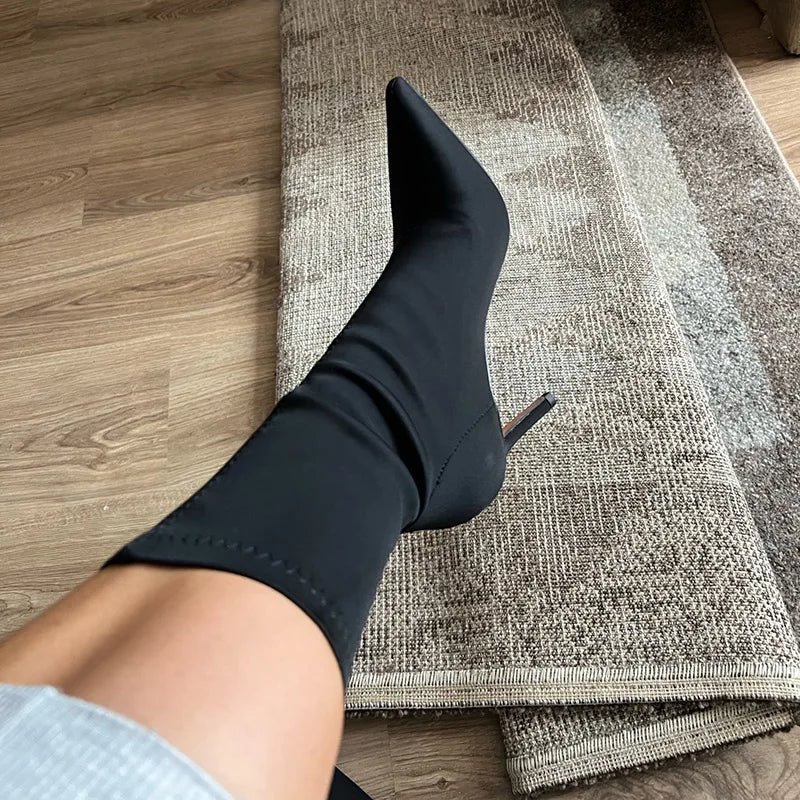 "Staci Love" Pointed Heel Sock Boots
